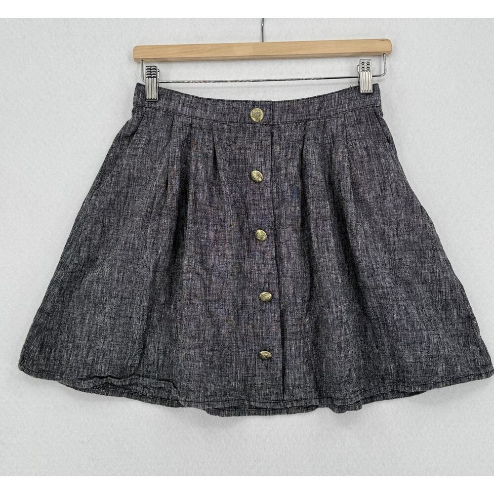 Tuesday Bassen Gray Woven Linen Cotton Short Mini Scout Skirt Sz M